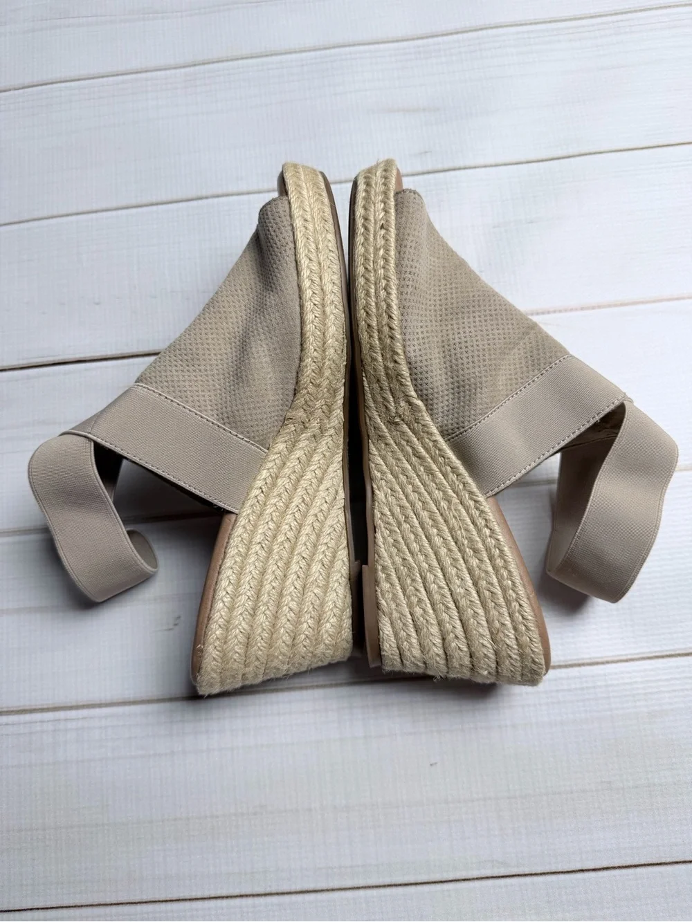 Madeline Taupe Beige Espadrille Wedge Sandals